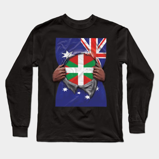 Bilbao Flag Australian Flag Ripped - Gift for Basque From Bilbao Long Sleeve T-Shirt by Country Flags